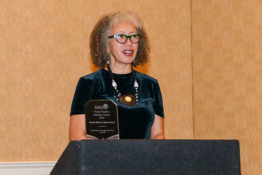 Carole Boston Weatherford, author of Schomburg,The Man Who Built a Library