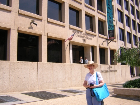 Nancy in front of the AAUW building