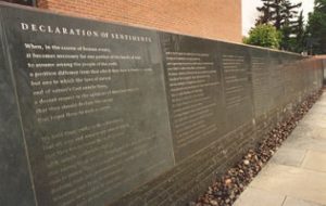 Commemorative wall at the Women's Rights National Historic Site