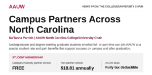 Fall 2026 AAUW CU Campus Partners Across NC Report partial image